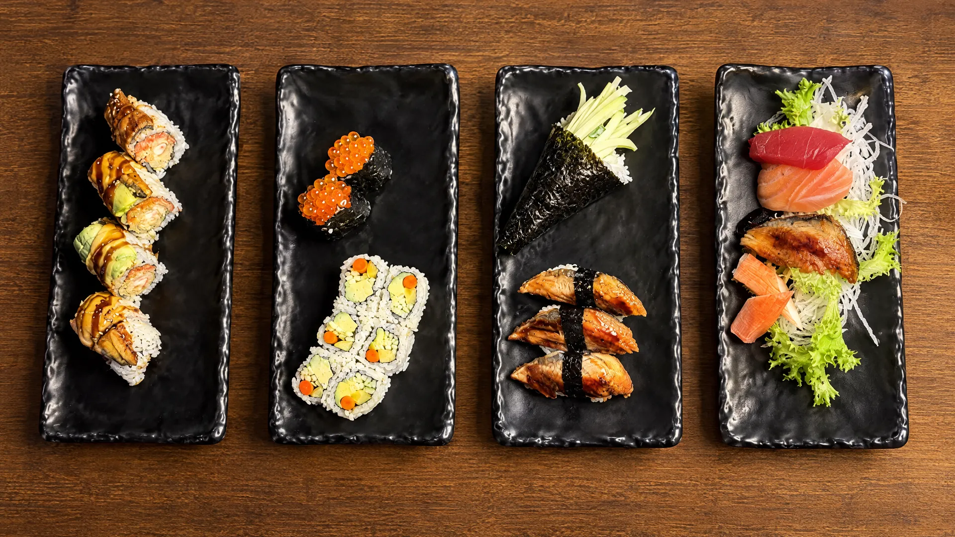 All-you-can-eat sushi spread at Kikoo Sushi Upper West Side